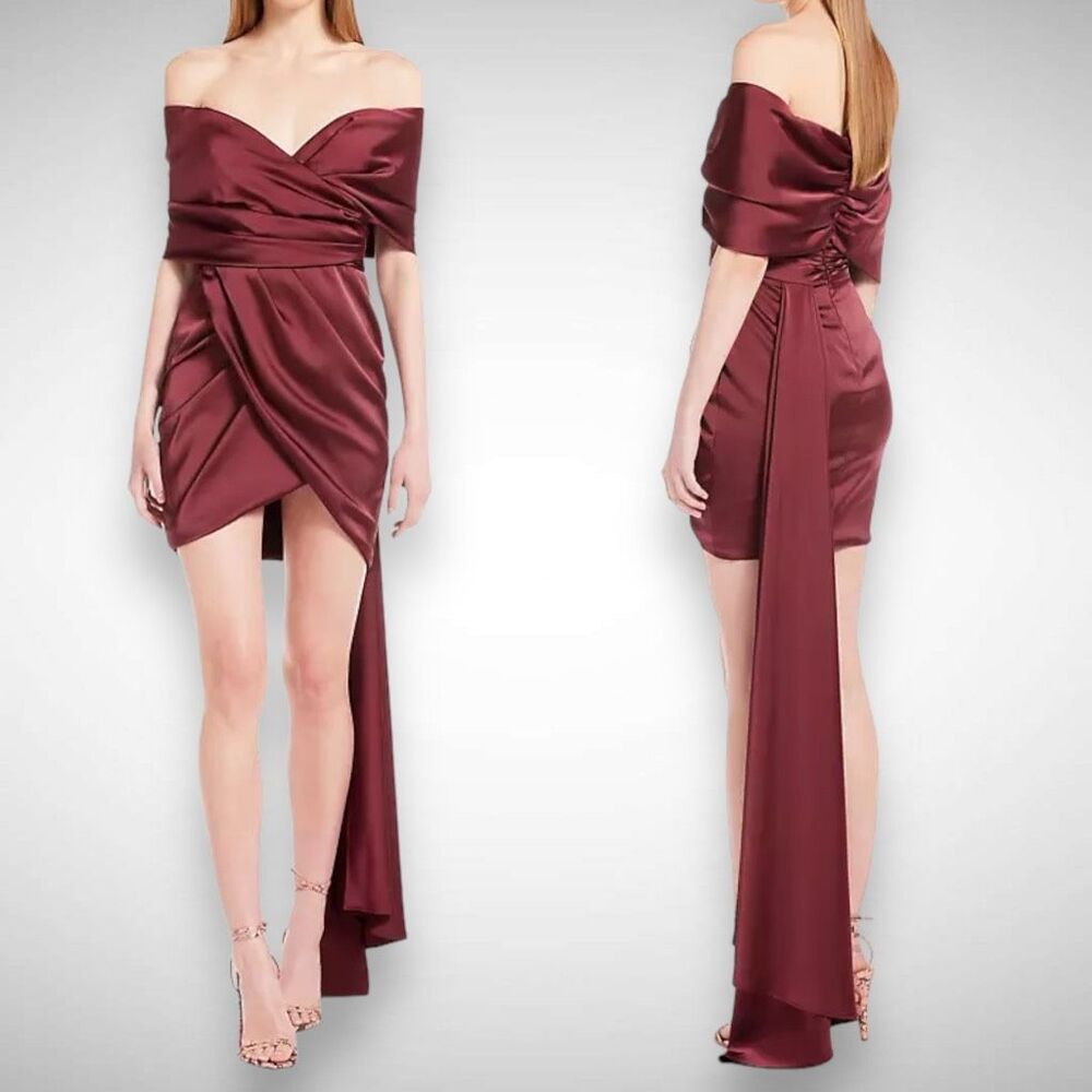 Katie May Miss Jenn‎ Draped Strapless Statement Mini Dress Size Small Bordeaux
